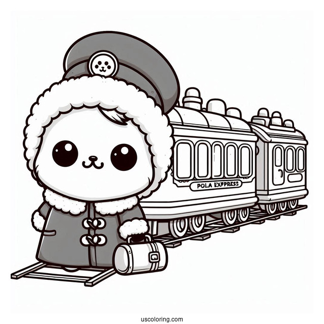 Kawaii Polar Express Coloring Page Passengers For Preschoolers