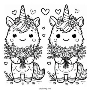 Smiling Critters Coloring Page Of CraftyCorn With Flowers For Kids