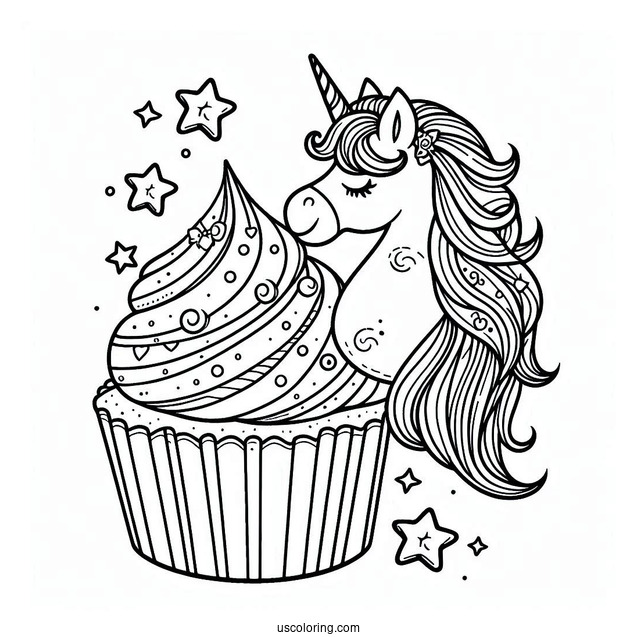 Unicorn Themed Cupcake