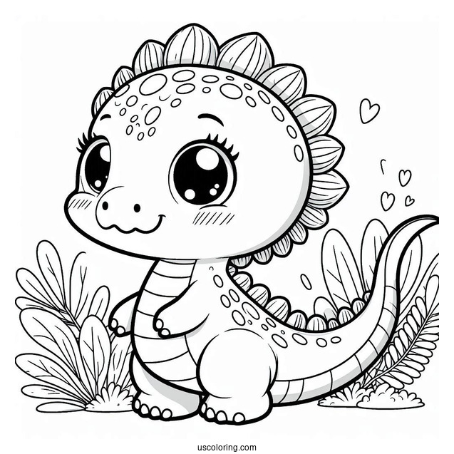 Kawaii Spinosaurus Coloring Page For Preschoolers