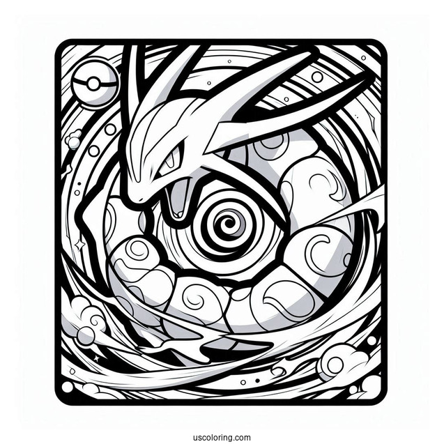 Rayquaza Spiral Rush Pokemon Card Coloring Sheet