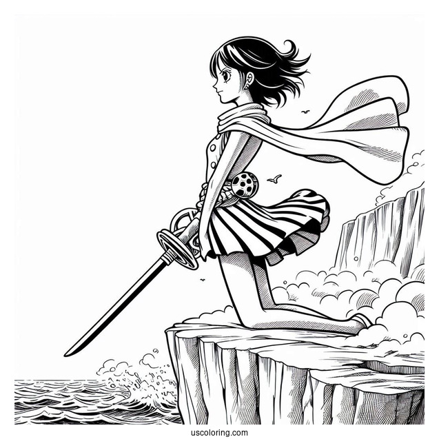 One Piece Coloring Page Of Nico Robin On Cliff