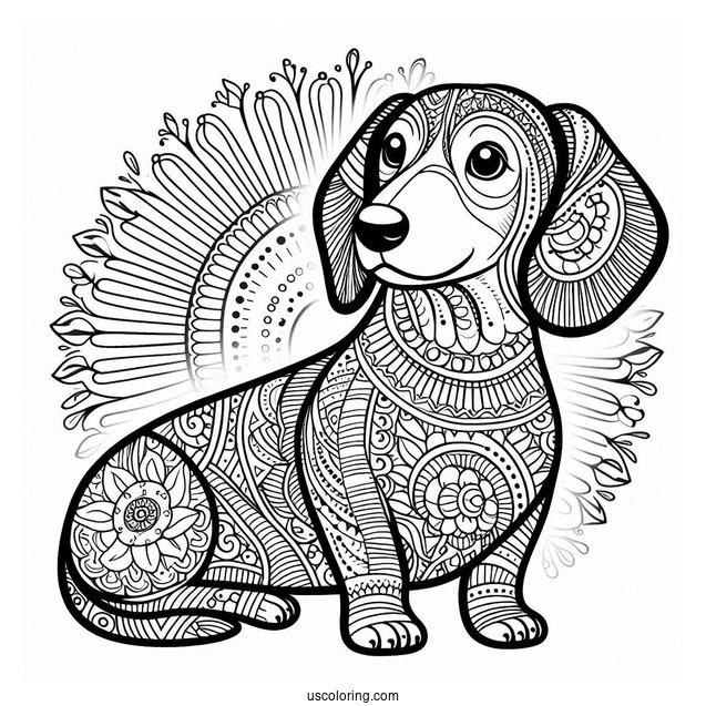 Dachshund Coloring Page Mandala