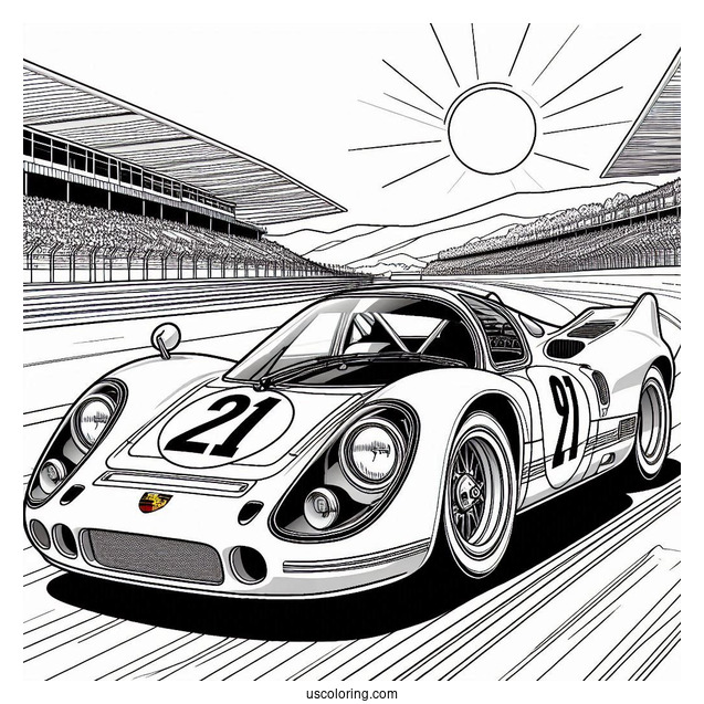 Porsche Coloring Page 917 RCR Gulf On Race Track