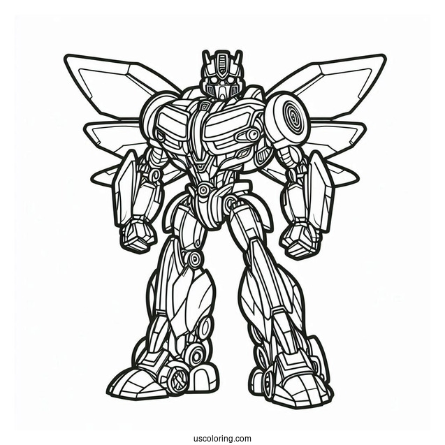 Easy Outline Of Bumblebee Transformer Robot To Color