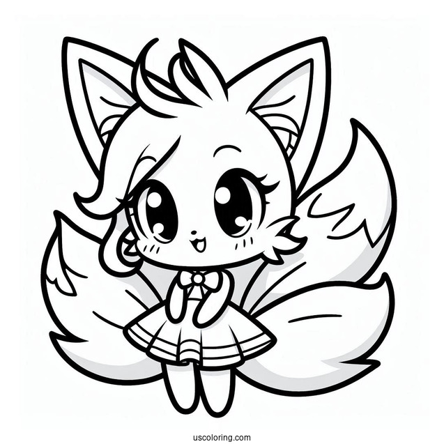 Kawaii Cartoon Tails Coloring Page For Kids