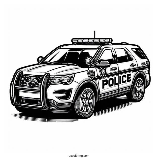SUV Police Car Coloring Sheet