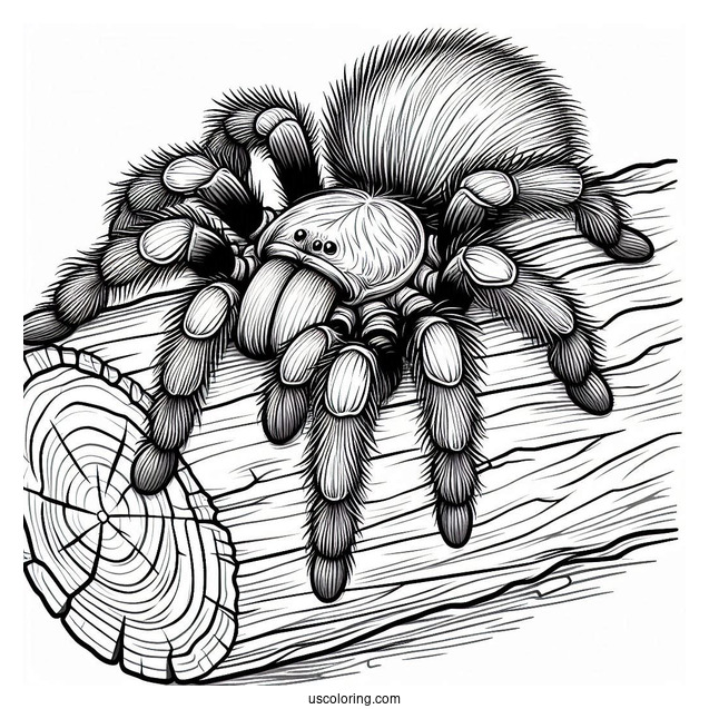 Tarantula Spider Resting On Log To Color