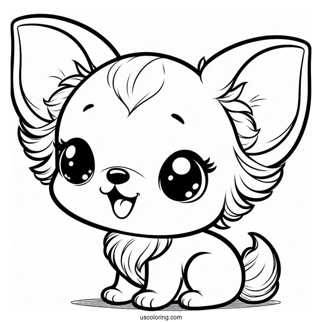 Chibi Puppy Chihuahua Coloring Page With Tongue Out For Preschoolers