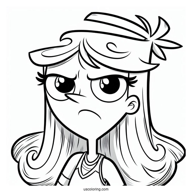 Phineas And Ferb Coloring Page Of Candace Flynn Frowning