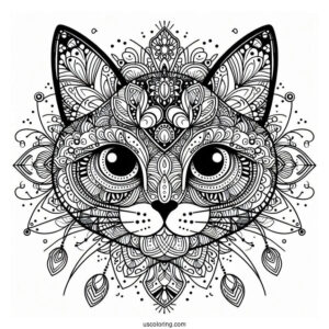 Intricate Cat Face Mandala