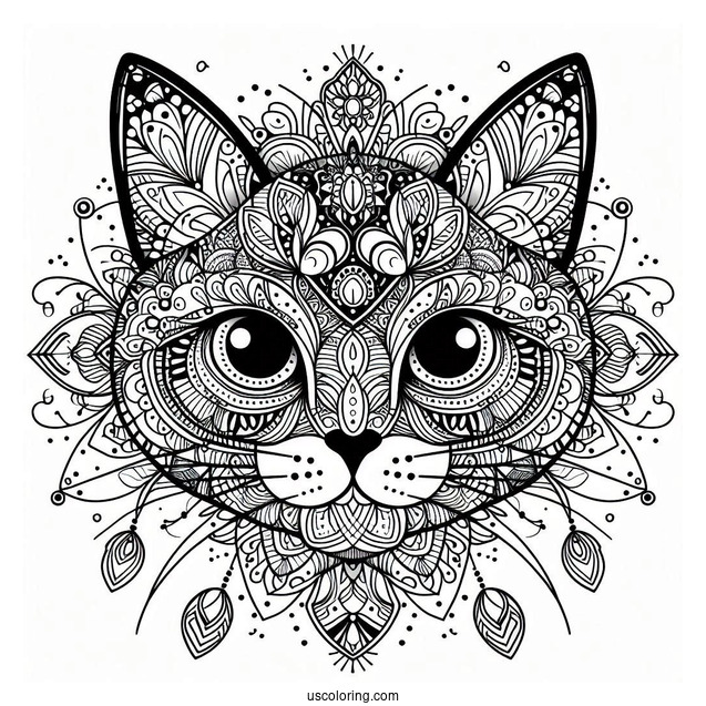 Intricate Cat Face Mandala