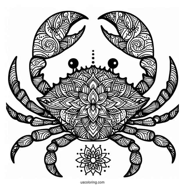 Intricate Crab Coloring Page Mandala