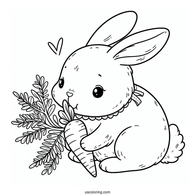 Flop Eared Rabbit Eating Carrot Coloring Picture