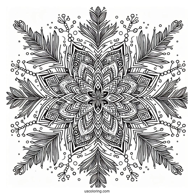 Full Page Of Intricate Snowflake Coloring Page