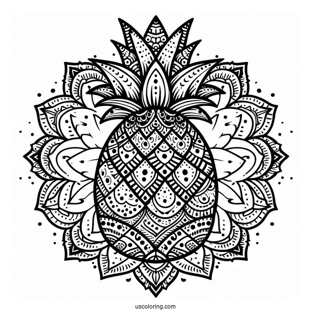 Elegant Pineapple Coloring Page Mandala Design For Adults