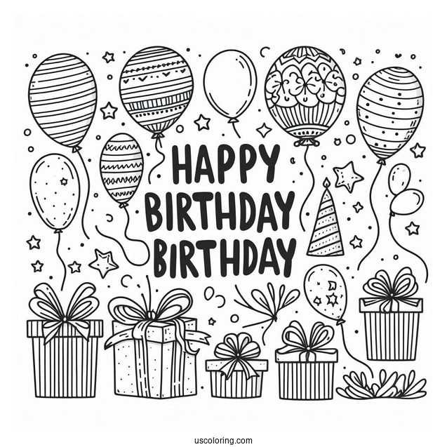 Happy Birthday To You Balloons To Color