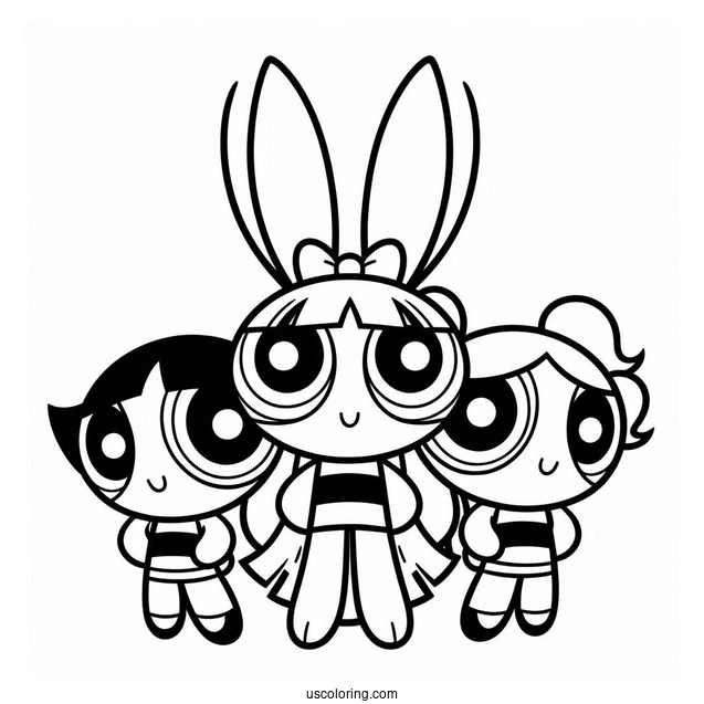 Bunny And The Powerpuff Girls Coloring Picture