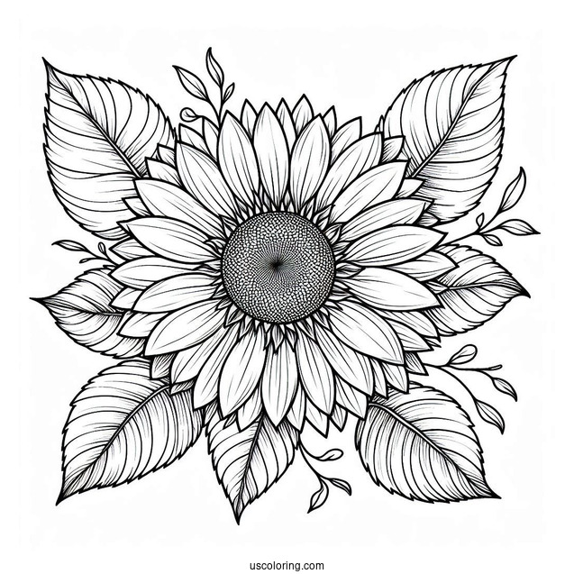 Sunflower Surrounded By Leaves