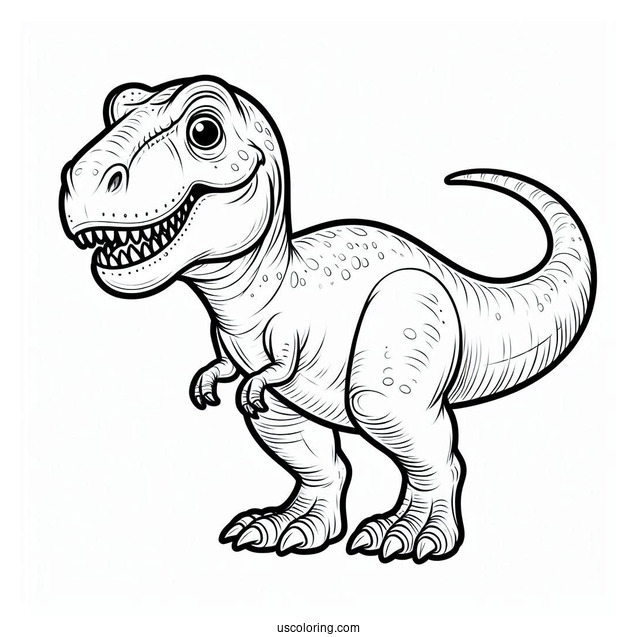 Smiling Tyrannosaurus Rex Coloring Page