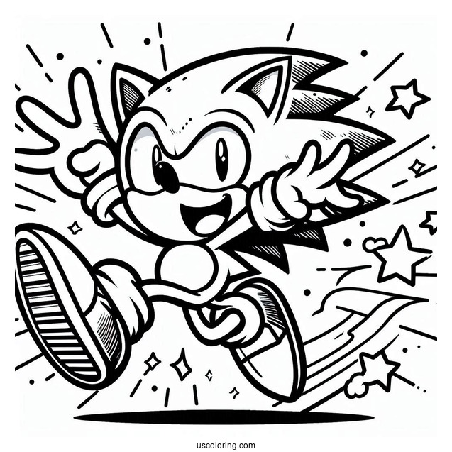Super Sonic Coloring Page Leaping And Laughing