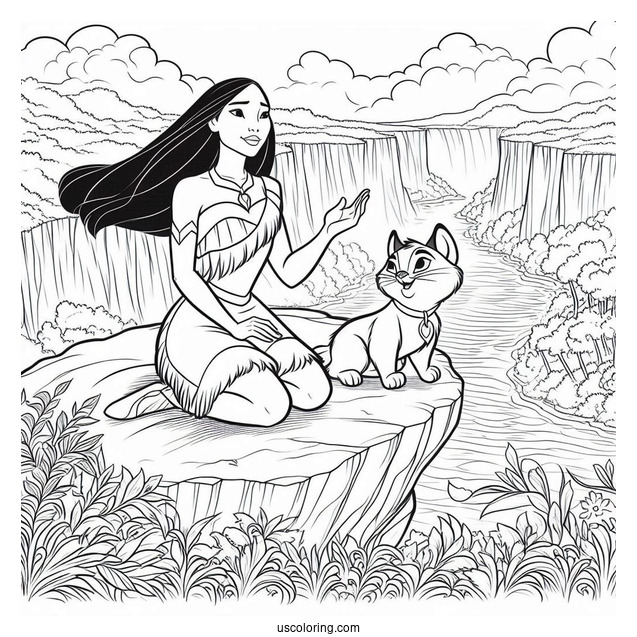 Pocahontas And Meeko On The Cliff