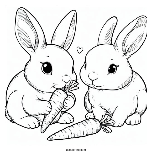 Flop Eared Rabbit Eating Carrot Coloring Picture