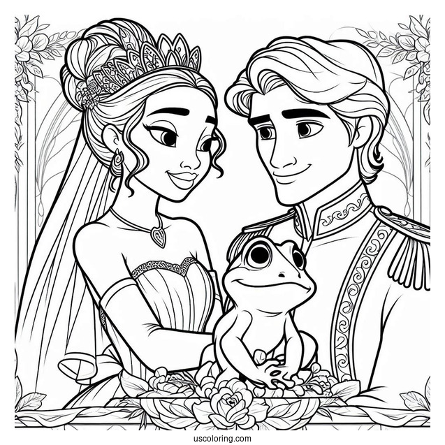 Coloring Sheet Of Tiana And Prince Naveen Wedding