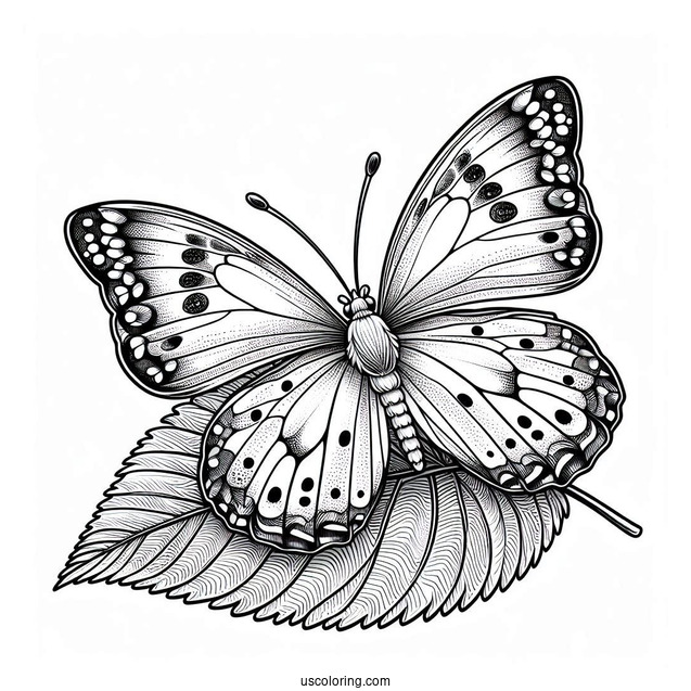 Realistic Butterfly Perched On A Leaf In Spring