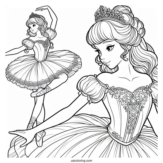 Cinderella Ballerina Coloring Page
