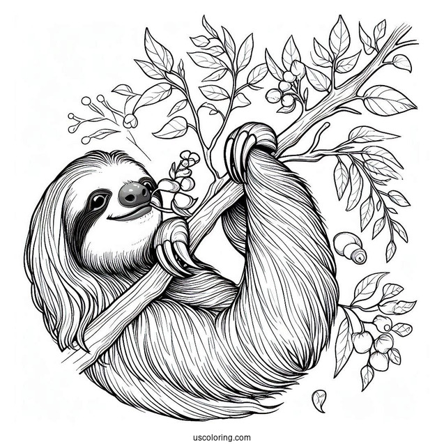 Adult Sloth Reaching Out For Food To Color