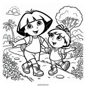 Dora And Boots Dancing On a Path