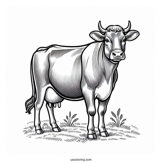 Brown Swiss Cow Standing In Field