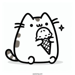 Pusheen Cat Eating Ice Cream