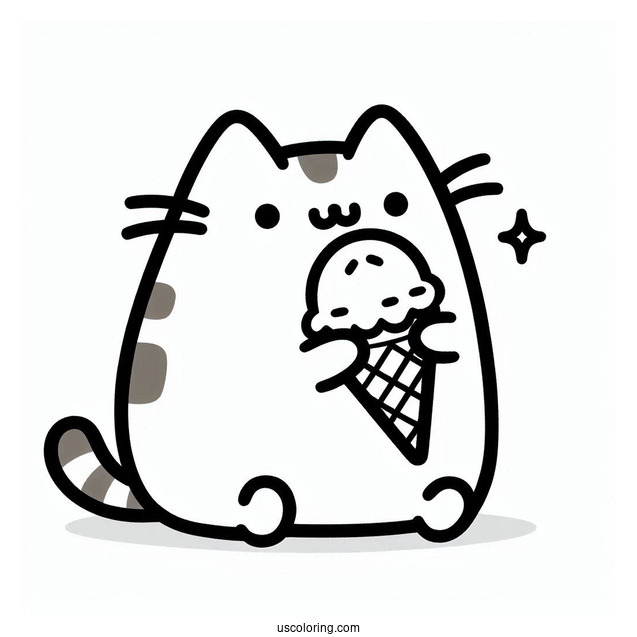 Pusheen Cat Eating Ice Cream