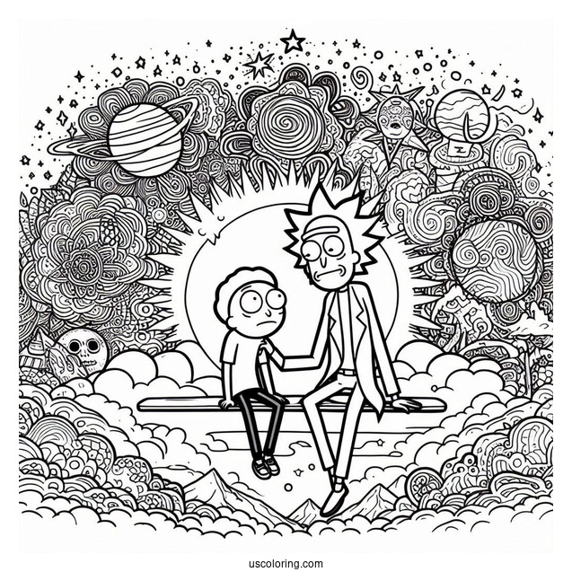 Rick And Morty Poster Art With Logo To Color