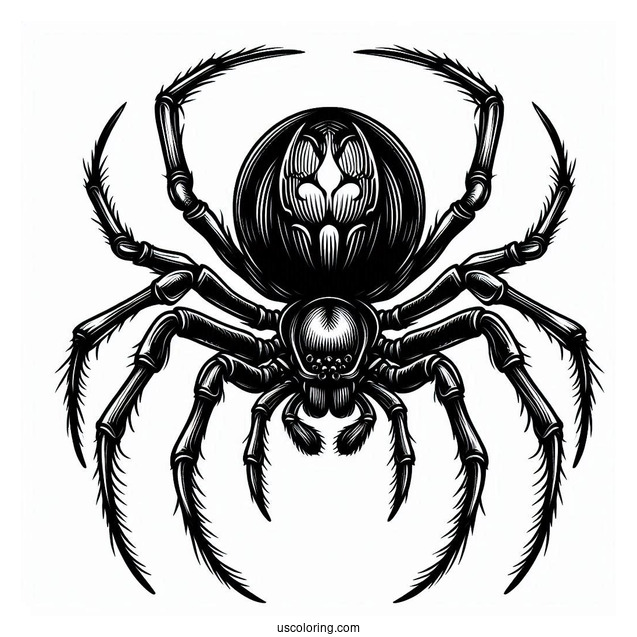 Detailed Black Widow Spider Coloring Sheet