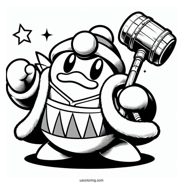 Cute Super Smash Bros Coloring Page Of King Dedede With Hammer