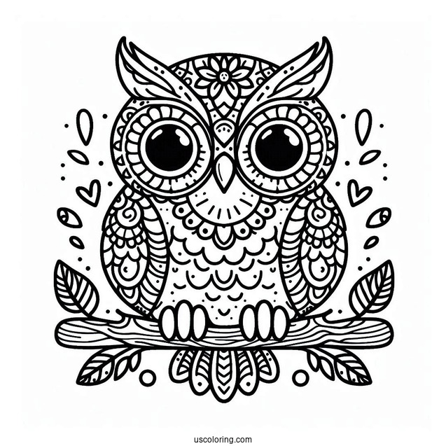Easy To Color Owl For Kids