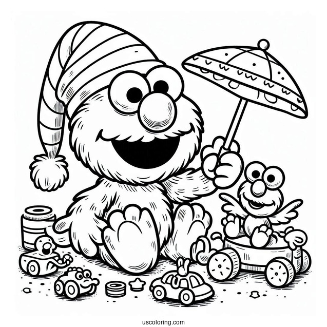 Elmo Playing With Toys With Friend