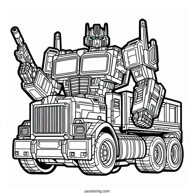 Simple Optimus Prime Coloring Page Outline