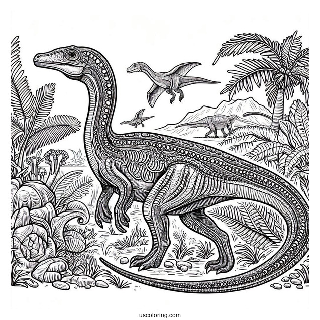 Easy Coelophisys Coloring Page For Kids