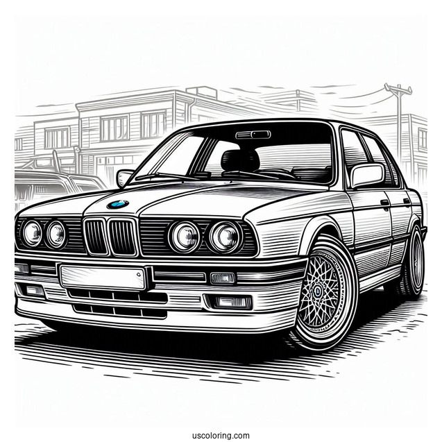 BMW Coloring Page 745i E23 Front View