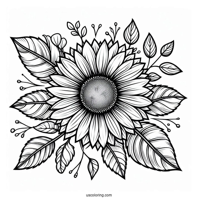 Sunflower Surrounded By Leaves