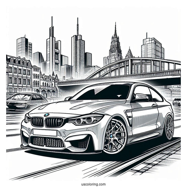Detailed BMW Coloring Page M2 In City