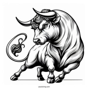 Realistic Outline Of Fighting Bull