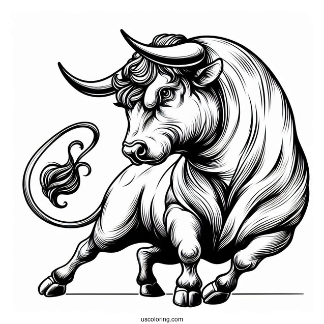 Realistic Outline Of Fighting Bull