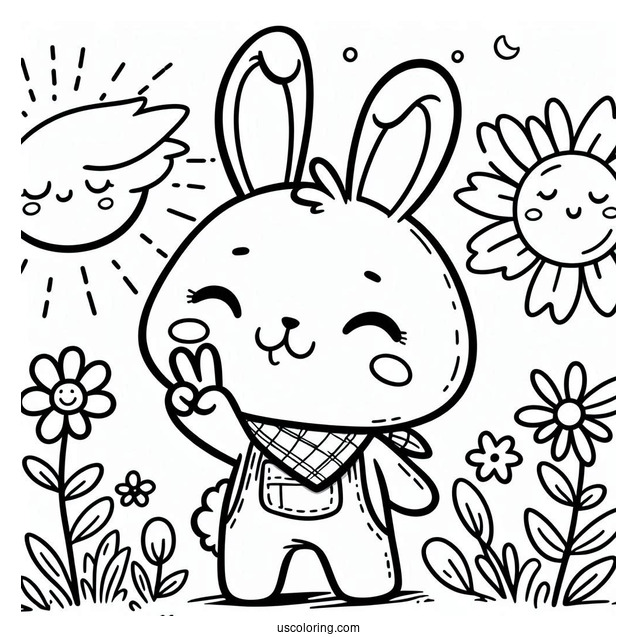 Sunny Bunnies Coloring Page Of S MARTY Making Peace Sign