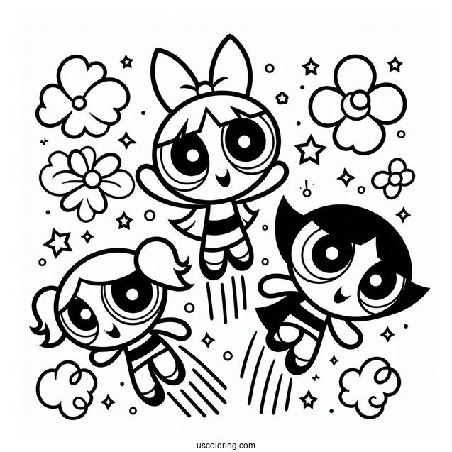 Powerpuff Girls Flying Into The Sky