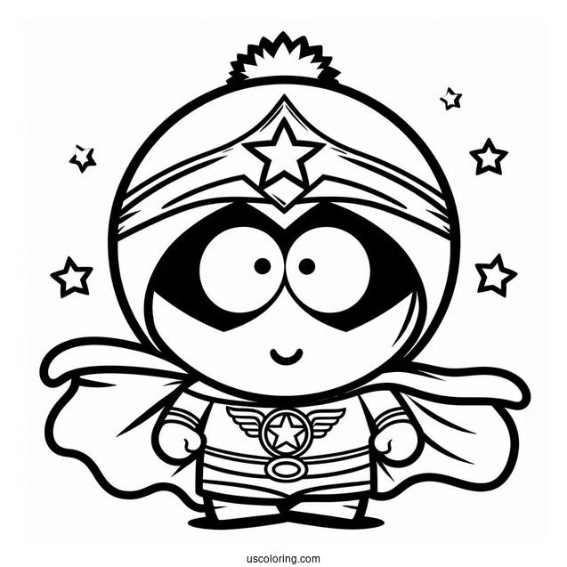 South Park Coloring Page Of Cute Wonder Tweek In Superhero Costume